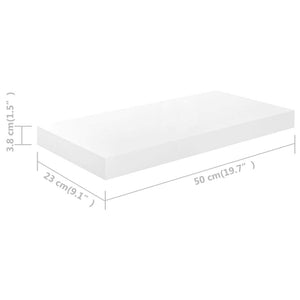 Floating Wall Shelves 2 pcs High Gloss White 19.7"x9.1"x1.5" MDF