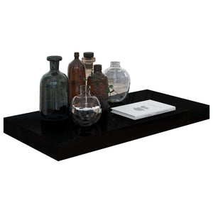 Floating Wall Shelves 2 pcs High Gloss Black 19.7"x9.1"x1.5" MDF