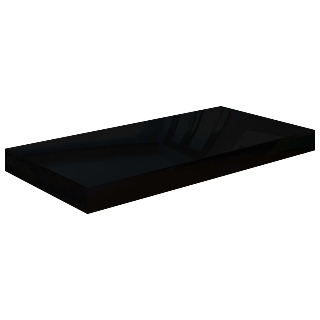 Floating Wall Shelves 2 pcs High Gloss Black 19.7"x9.1"x1.5" MDF