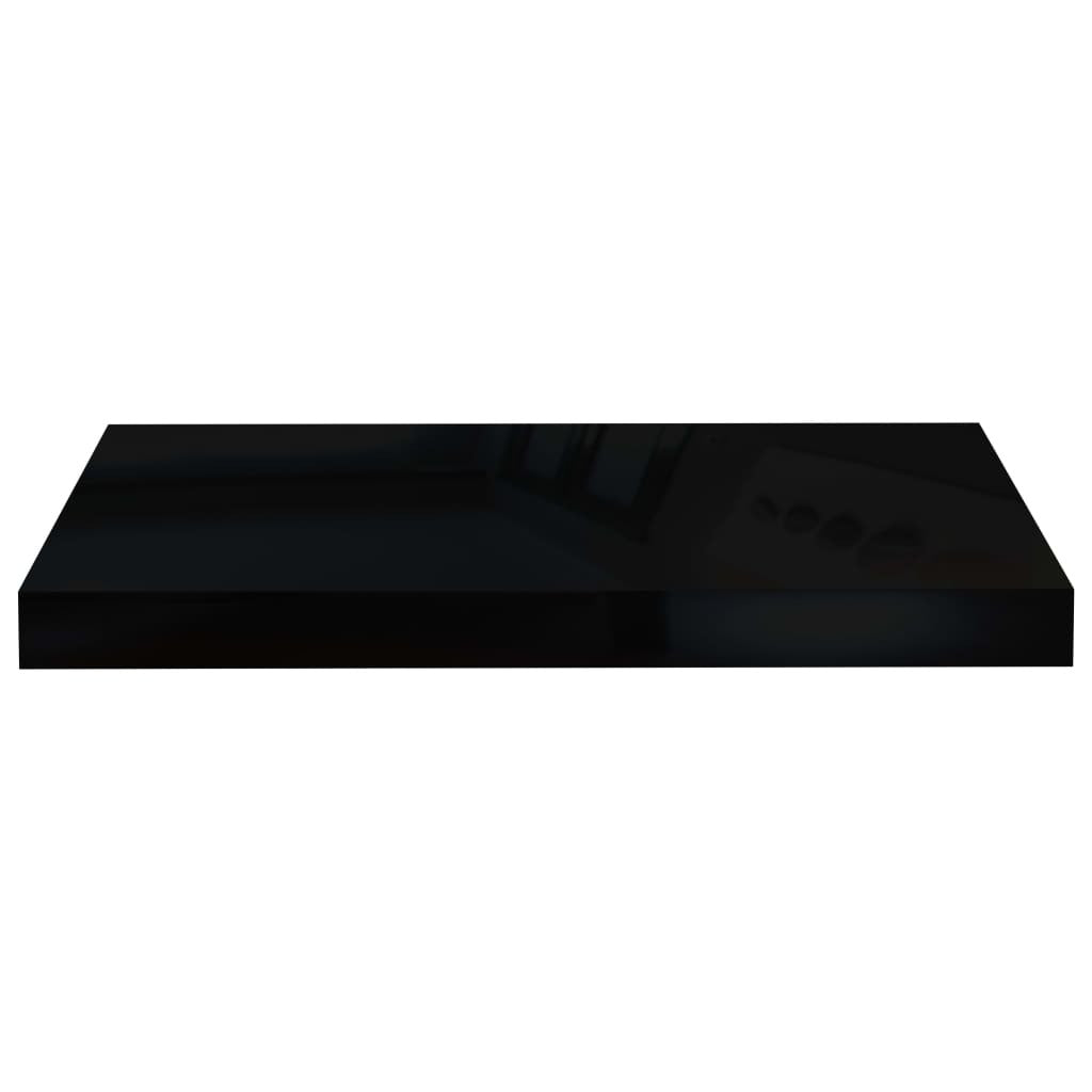 Floating Wall Shelves 2 pcs High Gloss Black 19.7"x9.1"x1.5" MDF