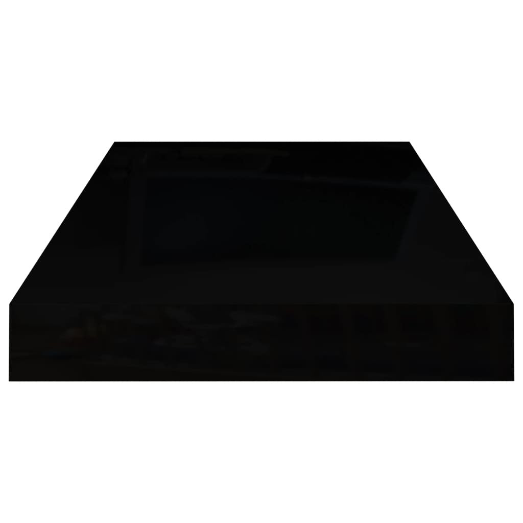 Floating Wall Shelves 2 pcs High Gloss Black 19.7"x9.1"x1.5" MDF