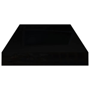 Floating Wall Shelves 2 pcs High Gloss Black 19.7"x9.1"x1.5" MDF