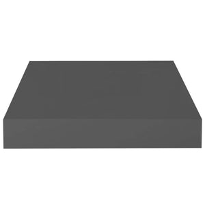 Floating Wall Shelves 2 pcs High Gloss Gray 9.1"x9.3"x1.5" MDF