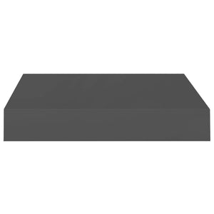 Floating Wall Shelves 2 pcs High Gloss Gray 9.1"x9.3"x1.5" MDF