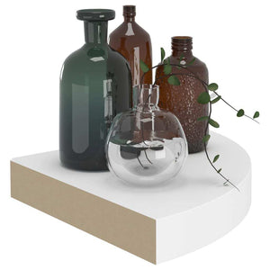 Floating Corner Shelf White 9.8"x9.8"x1.5" MDF