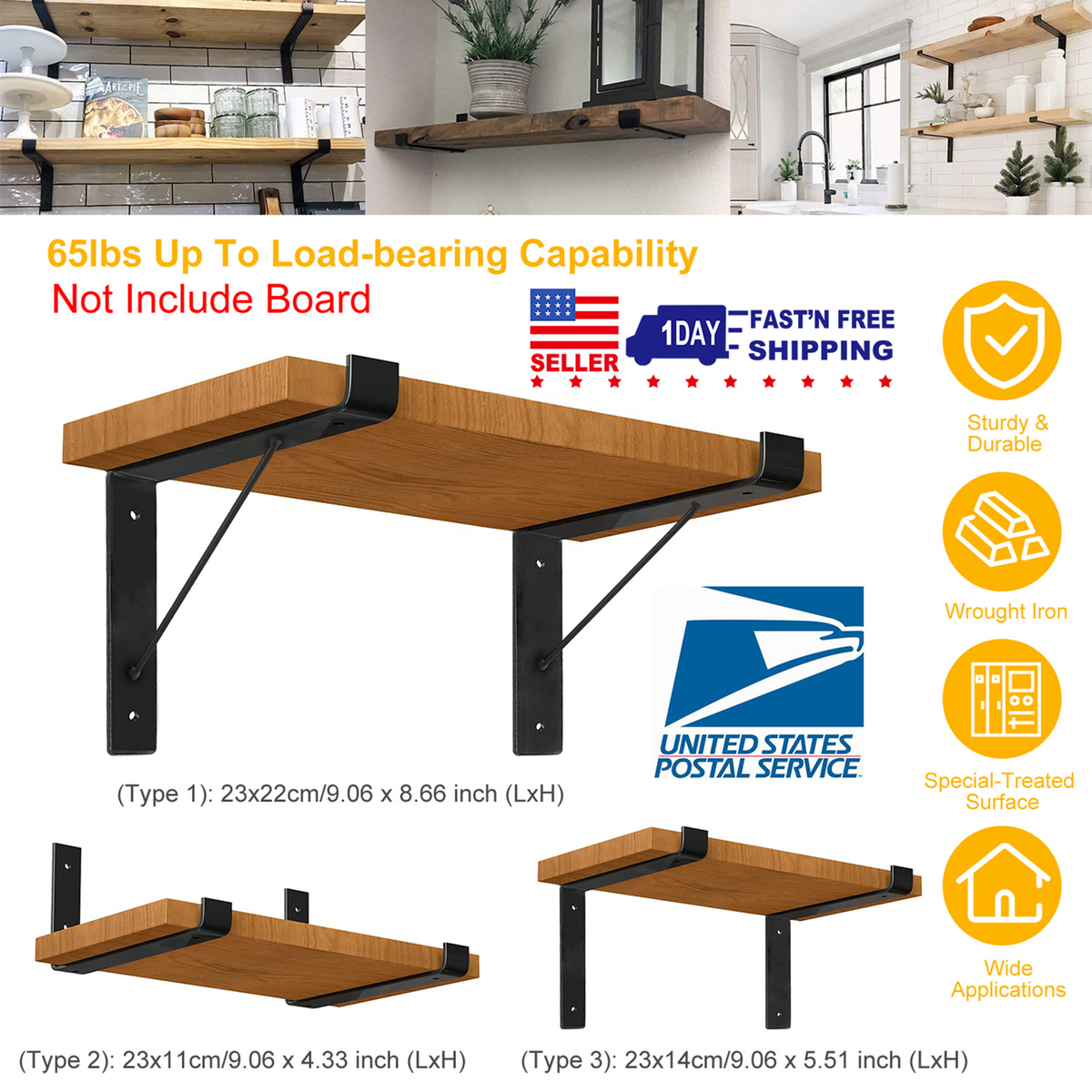 2-Pack Wall-Mounted Shelf Brackets – view 2
