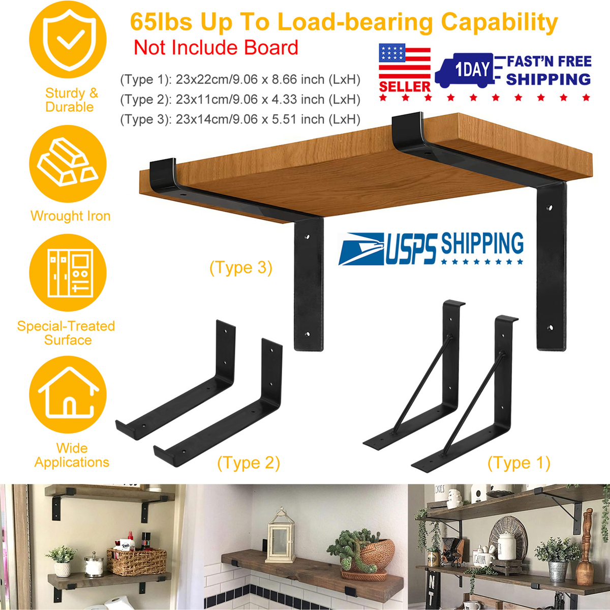 2-Pack Wall-Mounted Shelf Brackets – view 4