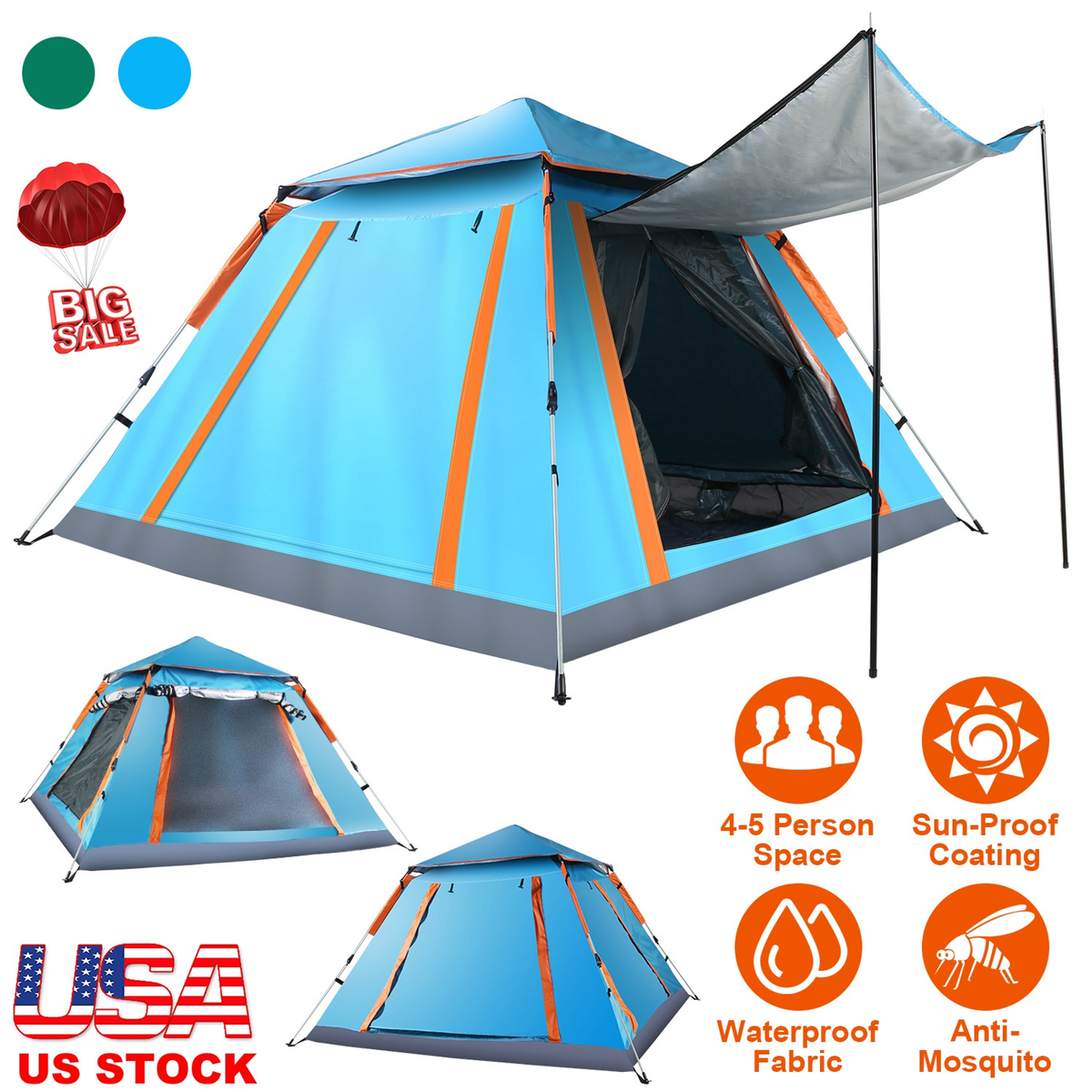 4-5 Person Camping Tent Outdoor Foldable Waterproof Tent — Camping & Hiking