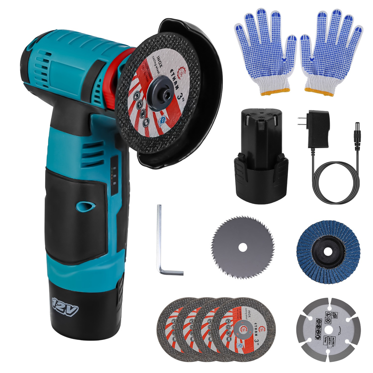 12V Cordless Mini Angle Grinder Kit – view 2