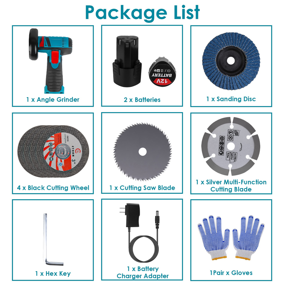 12V Cordless Mini Angle Grinder Kit – view 4