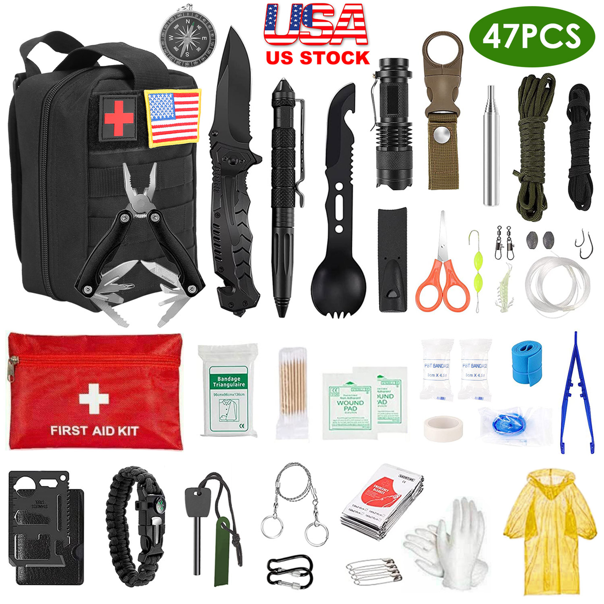 47Pcs Emergency Survival Kit — Outdoor Recreation