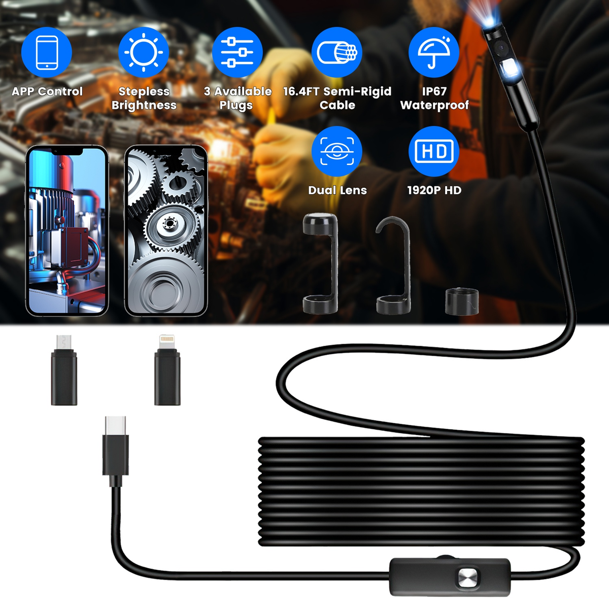 1920P HD Waterproof Inspection Borescope – view 3
