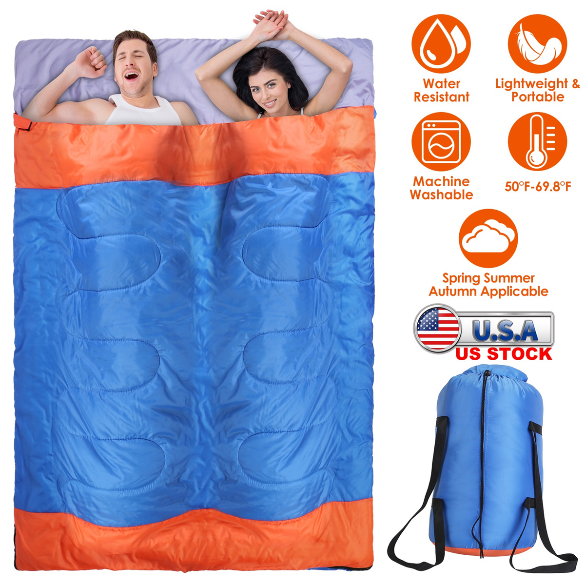 2 People Sleeping Bag for Adult Kids Lightweight — Camping & Hiking