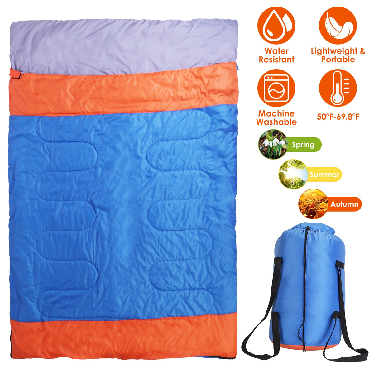 2 People Sleeping Bag for Adult Kids Lightweight — Camping & Hiking