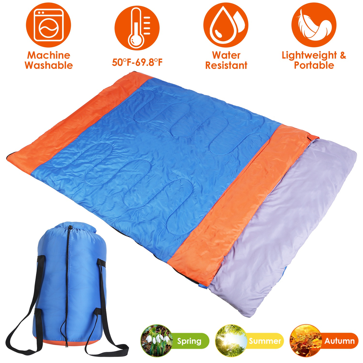 2 People Sleeping Bag for Adult Kids Lightweight — Camping & Hiking