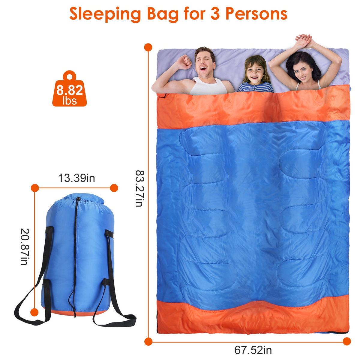 3 People Sleeping Bag — Camping & Hiking