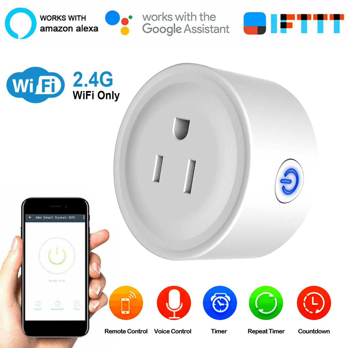 2.4GHz Wi-Fi Smart Plug Outlet — view 3
