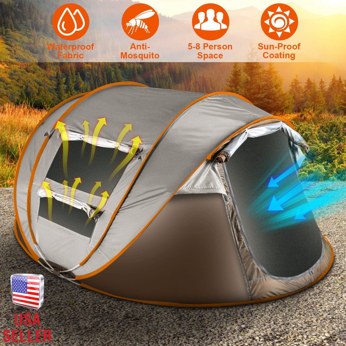 5-8 Person Pop Up Tent Automatic Setup Camping Tent — Camping & Hiking