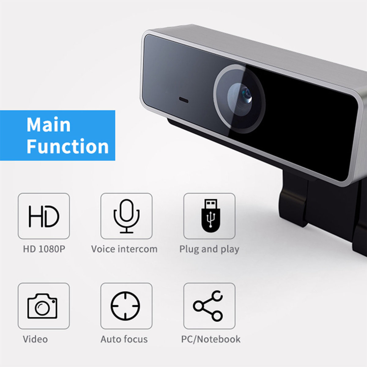 1080p USB Webcam with Autofocus & Microphone — view 2