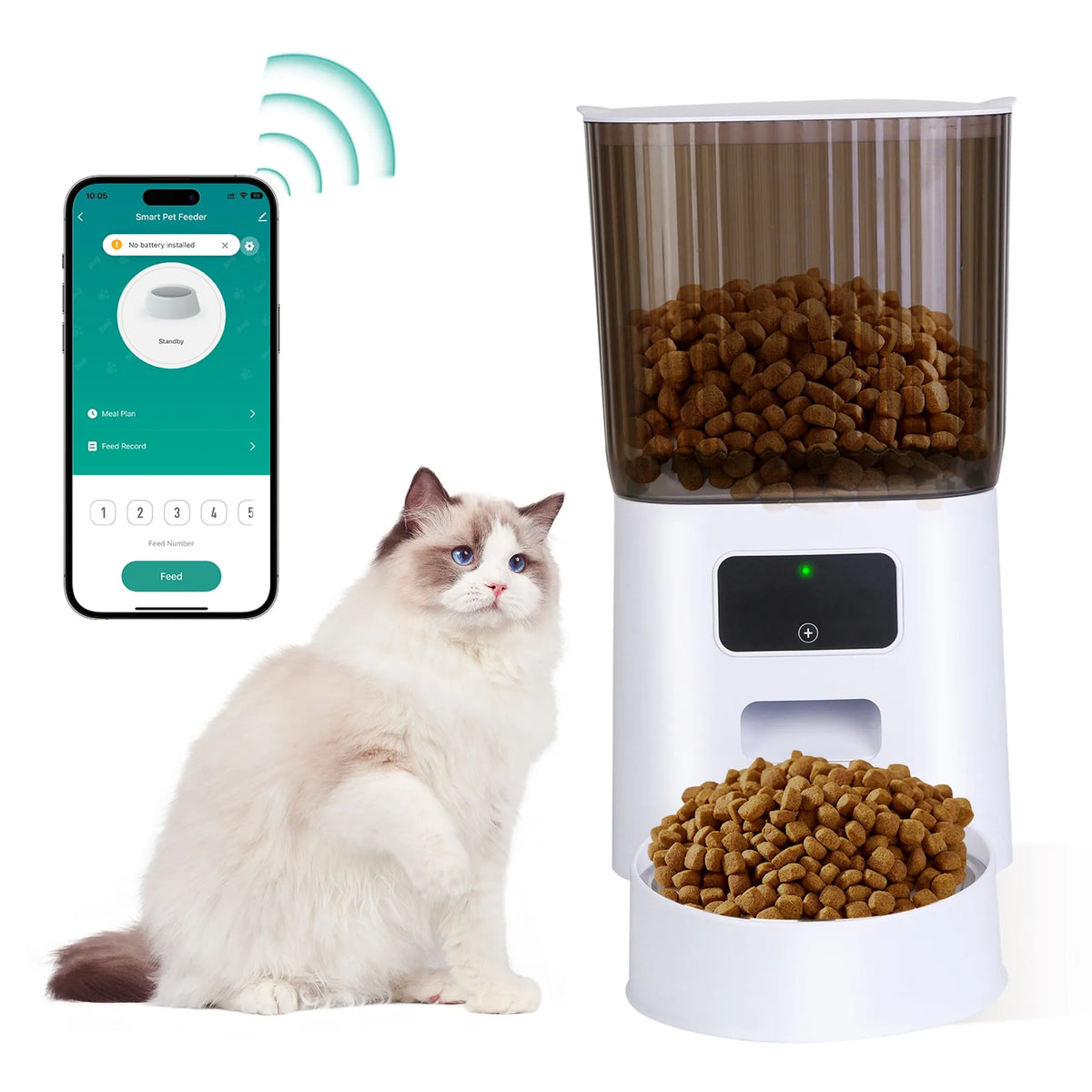 5L Automatic Pet Feeder with 2.4 GHz Wi-Fi & App Scheduling