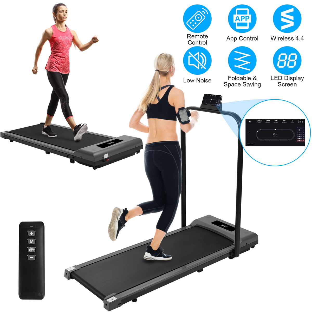2-in-1 Under Desk Folding Treadmill Foldable Walking Pad — Fitness Equipment
