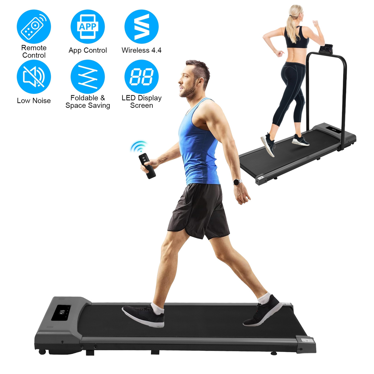 2-in-1 Under Desk Folding Treadmill Foldable Walking Pad — Fitness Equipment