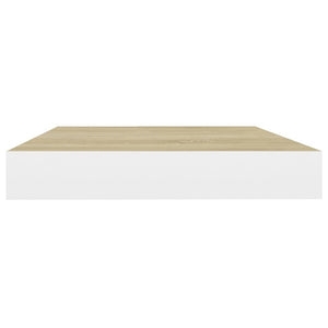 Floating Wall Shelves 2 pcs Oak and White 15.7"x9.1"x1.5" MDF