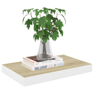 Floating Wall Shelves 4 pcs Oak and White 19.7"x9.1"x1.5" MDF