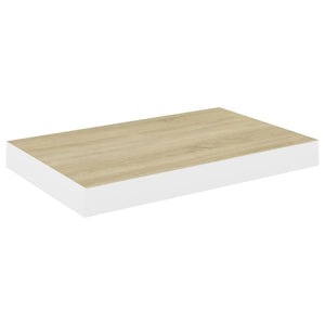 Floating Wall Shelves 4 pcs Oak and White 19.7"x9.1"x1.5" MDF