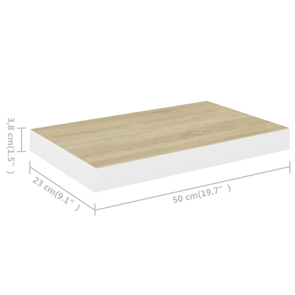 Floating Wall Shelves 4 pcs Oak and White 19.7"x9.1"x1.5" MDF