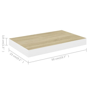 Floating Wall Shelves 4 pcs Oak and White 19.7"x9.1"x1.5" MDF