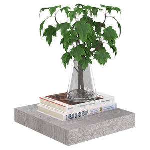 Floating Wall Shelves 2 pcs Concrete Gray 9.1"x9.3"x1.5" MDF