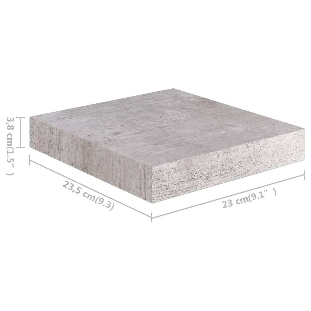 Floating Wall Shelves 2 pcs Concrete Gray 9.1"x9.3"x1.5" MDF