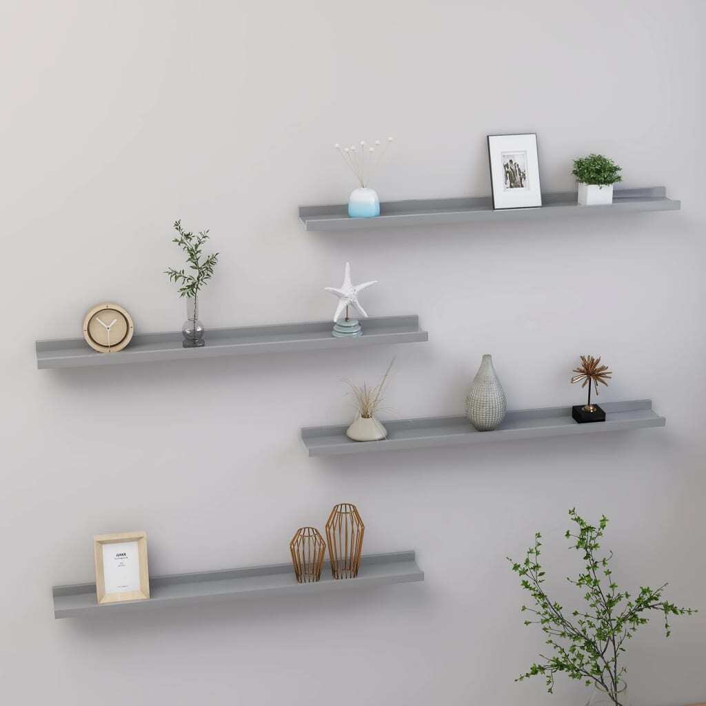 Wall Shelves 4 pcs Gray 31.5"x3.5"x1.2
