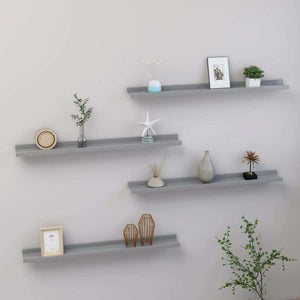 Wall Shelves 4 pcs Gray 31.5"x3.5"x1.2