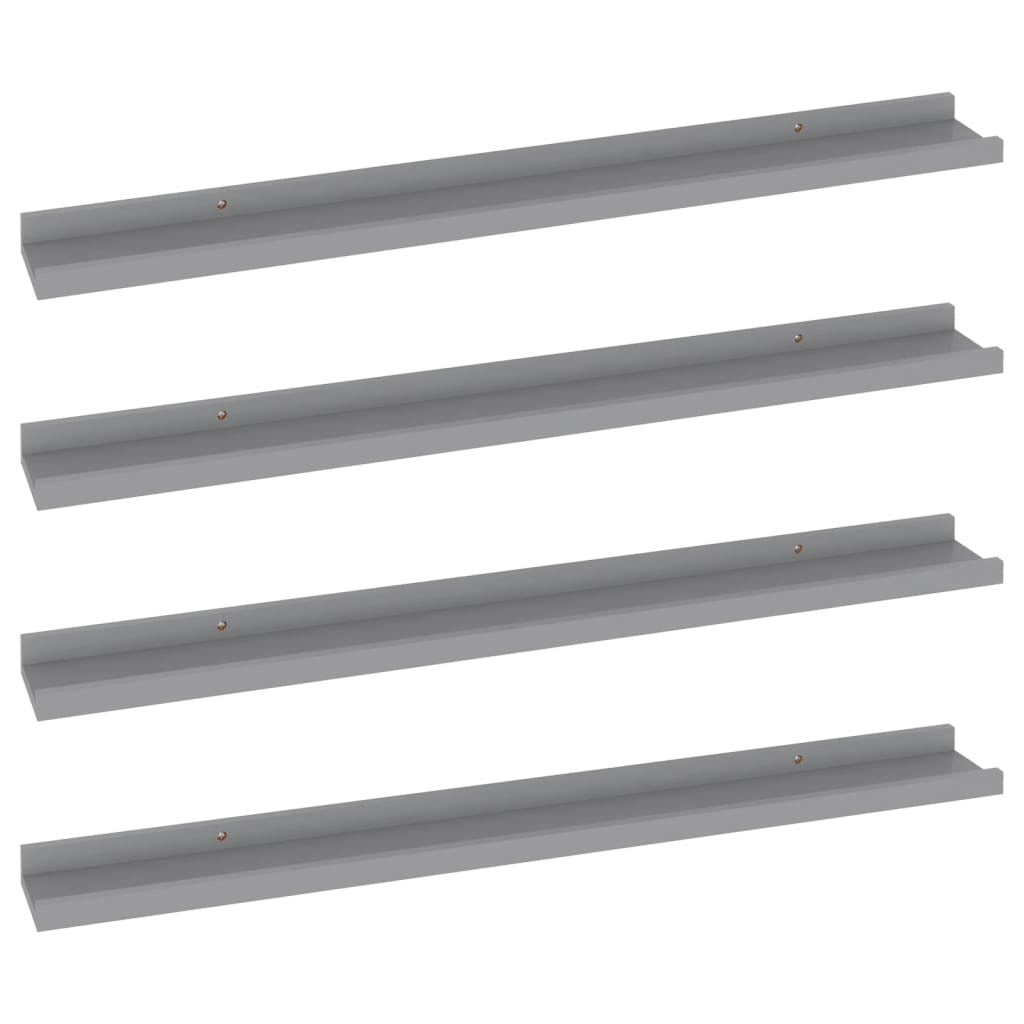 Wall Shelves 4 pcs Gray 31.5"x3.5"x1.2