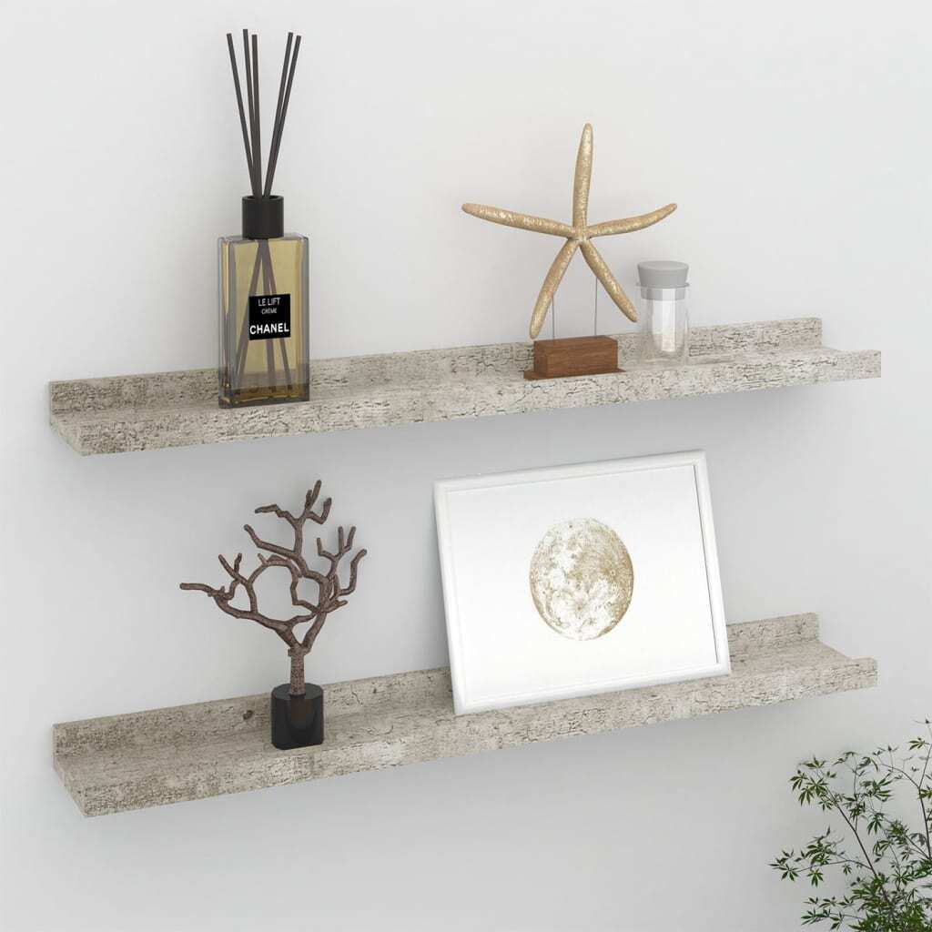 Wall Shelves 2 pcs Concrete Gray 23.6"x3.5"x1.2