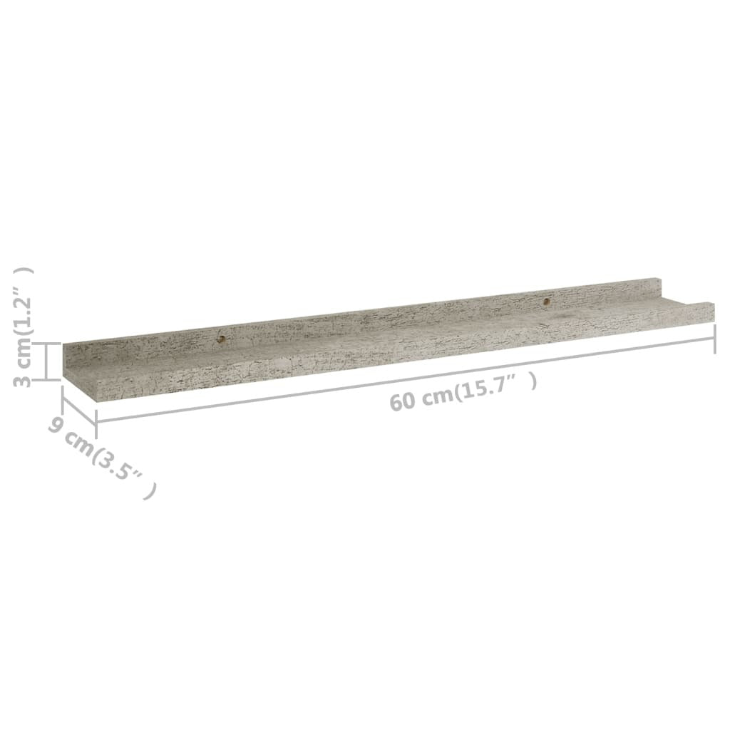 Wall Shelves 2 pcs Concrete Gray 23.6"x3.5"x1.2