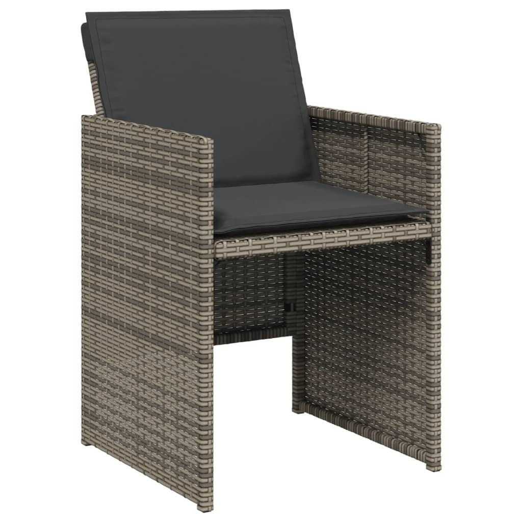 11 Piece Patio Dining Set with Cushions Gray Poly Rattan