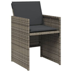 11 Piece Patio Dining Set with Cushions Gray Poly Rattan