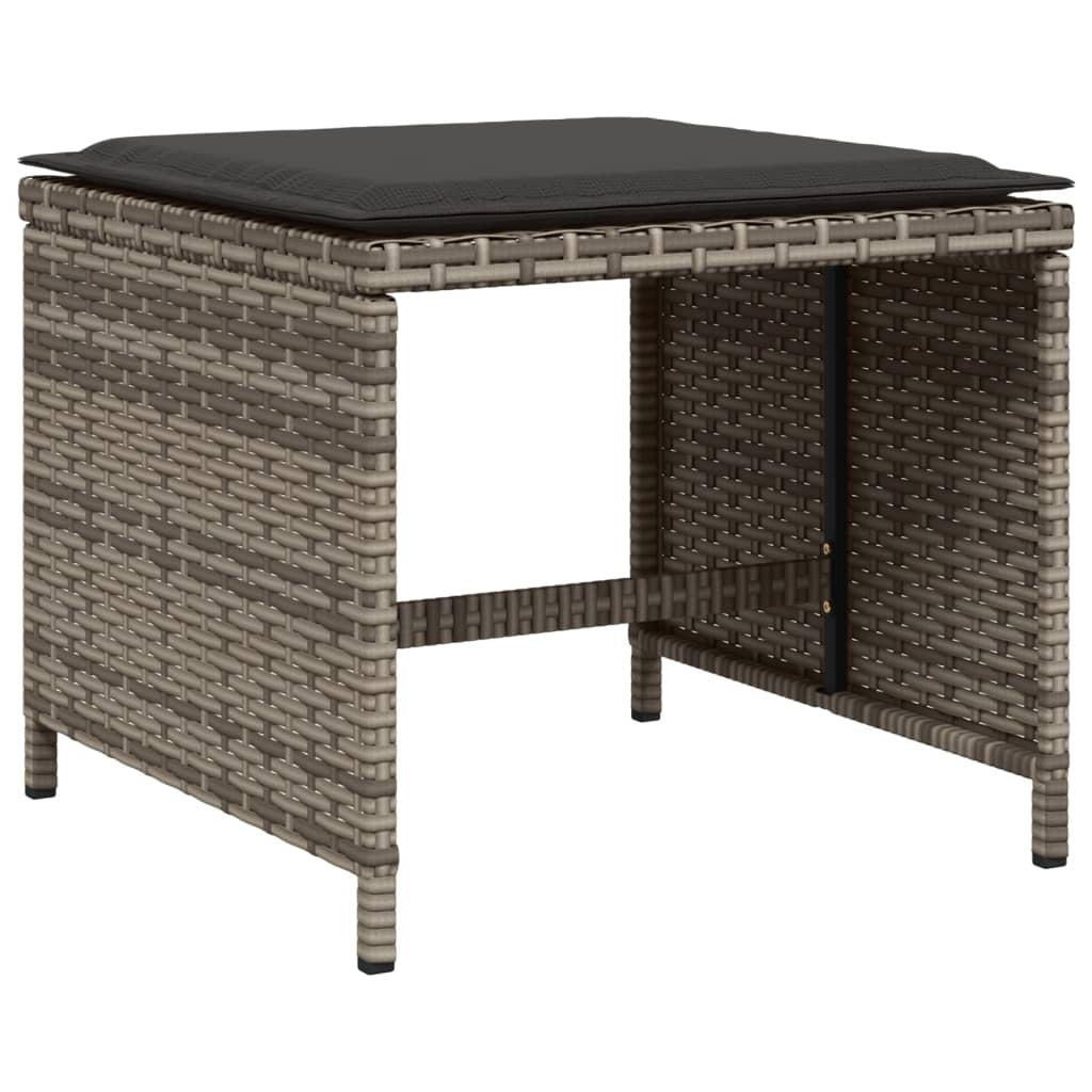 11 Piece Patio Dining Set with Cushions Gray Poly Rattan