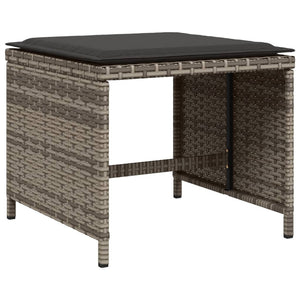 11 Piece Patio Dining Set with Cushions Gray Poly Rattan