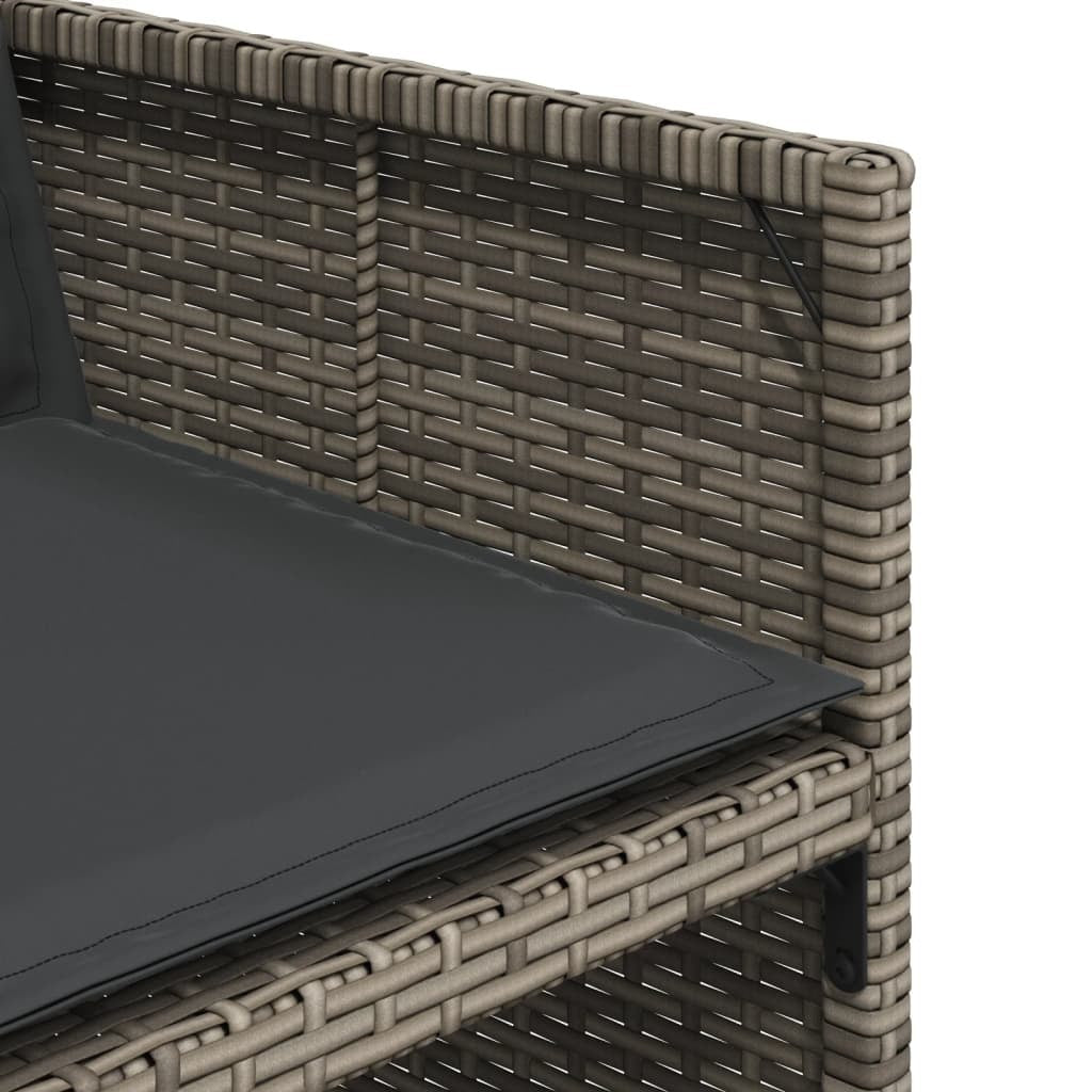 11 Piece Patio Dining Set with Cushions Gray Poly Rattan