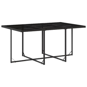 7 Piece Patio Dining Set with Cushions Black Poly Rattan