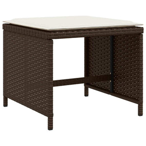 11 Piece Patio Dining Set with Cushions Brown Poly Rattan