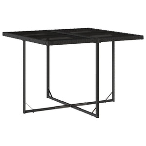 9 Piece Patio Dining Set with Cushions Black Poly Rattan