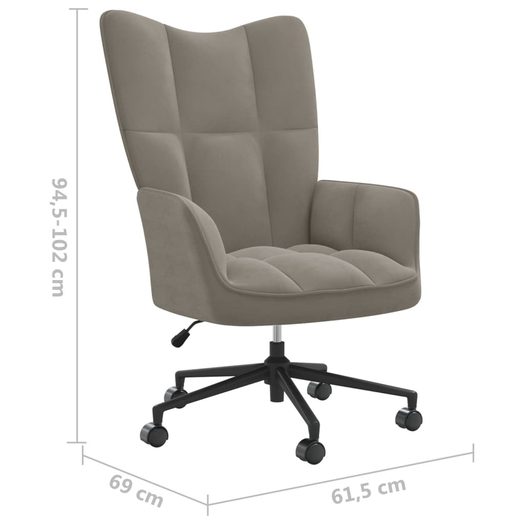 Relaxing Chair Light Gray Velvet
