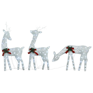 Christmas Reindeer Family 106.3"x2.8"x35.4" White Cold White Mesh
