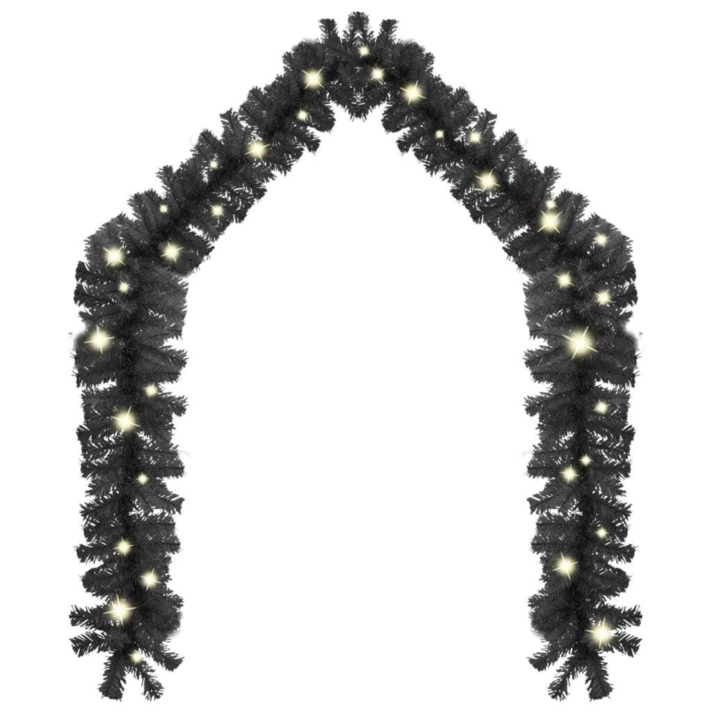 Christmas Garland with LED Lights 65.6 ft Black