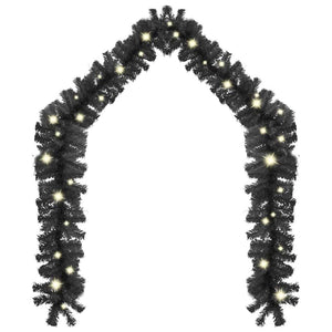Christmas Garland with LED Lights 65.6 ft Black